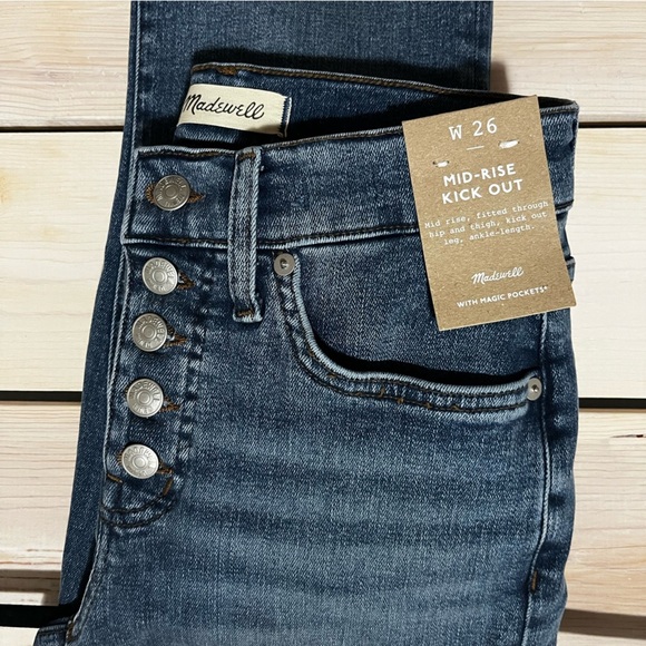 Madewell NWT Mid-Rise Kick Out Flare Crop Brinton Wash Jeans 26 - Picture 8 of 8